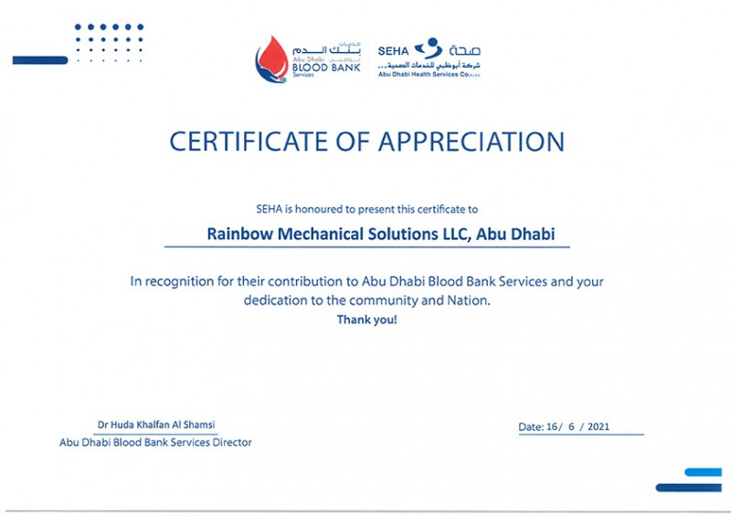 5th blood donation camp was held at Rainbow Mechanical Solutions LLC